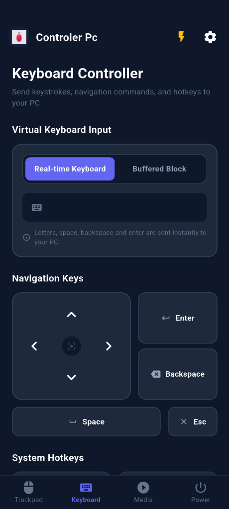 Keyboard Controller Screen